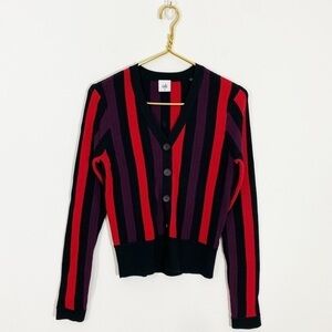 Cabi‎ Medium Ribbed Knit Cardigan Sweater Black Red Purple